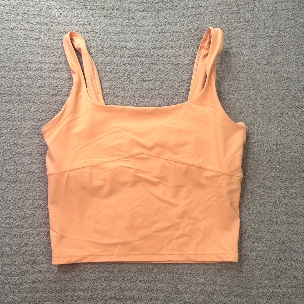 Vuori Mindset Bra Square Neck Tank Top Peach Orange Small Yoga Athleisure Sporty